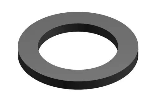 Schwarze Dichtscheibe mit einem runden, hohlen Innenbereich, präsentiert von Bosch. Das Produkt hat eine flache Form und wird in verschiedenen Anwendungen eingesetzt.